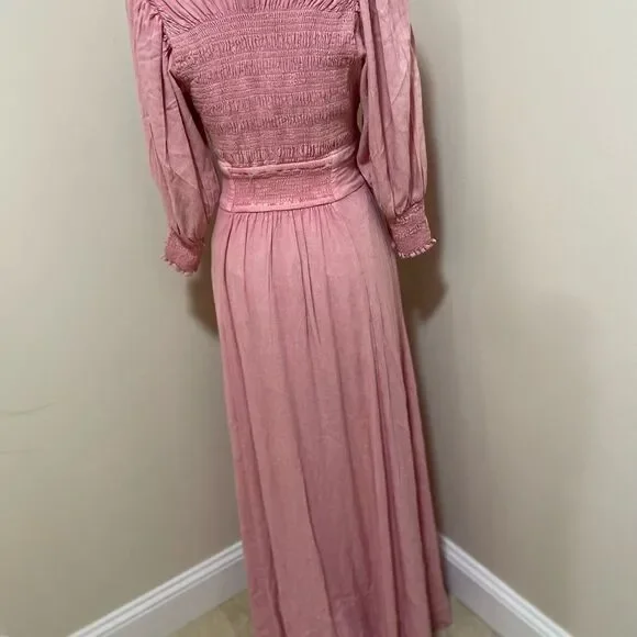 Free People String Of Hearts Maxi Dress Smocked V Neck Buttondown
Cutout… - Picture 6 of 10